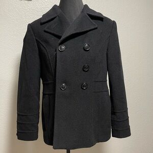St.John’s Bay Women’s Black Wool Blend Peacoat MEDIUM
